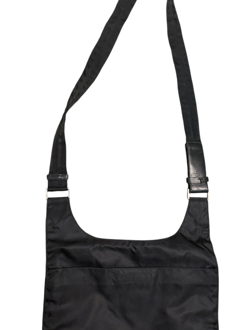 Vintage Prada Tessuto Nylon Triangle Logo Plaque Leather Crossbody Shoulder Bag - Picture 4 of 8